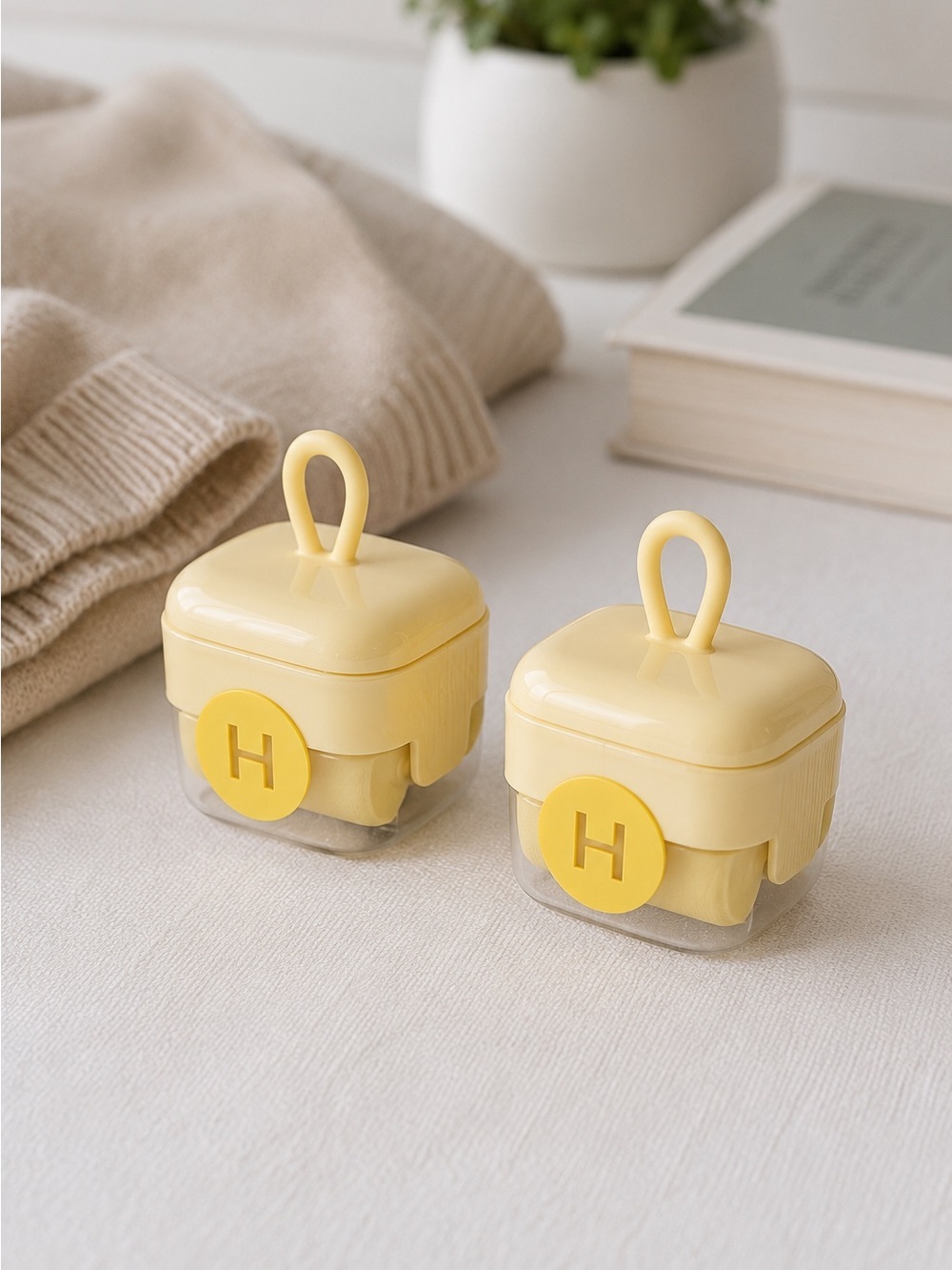 Mini Portable Reusable Lint Rollers Washable Pet Hair Remover Beige Set of 2